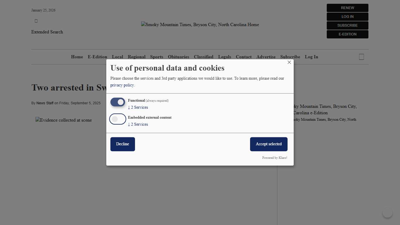 Two arrested in Swain County drug bust Smoky Mountain Times, Bryson City, North Carolina