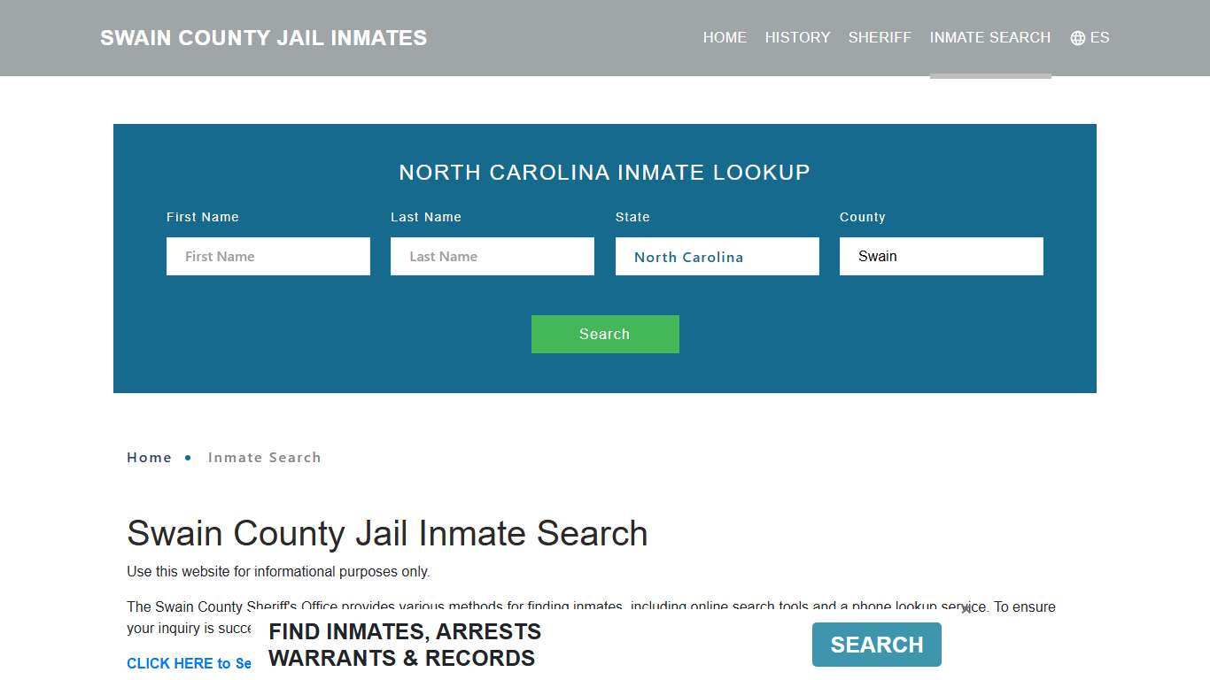 Swain County, NC Detainee Lookup